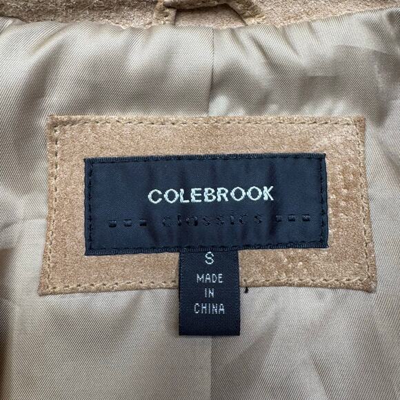Colebrook Classics Genuine Leather Suede Camel Tan Collared Jacket Size Small - Picture 14 of 16